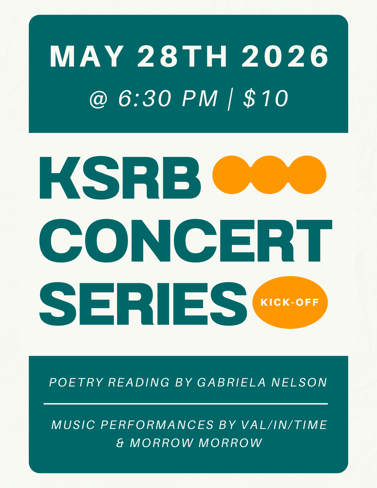 KSRB Concert Series - Featuring VAL/IN/TIME & Morrow Morrow