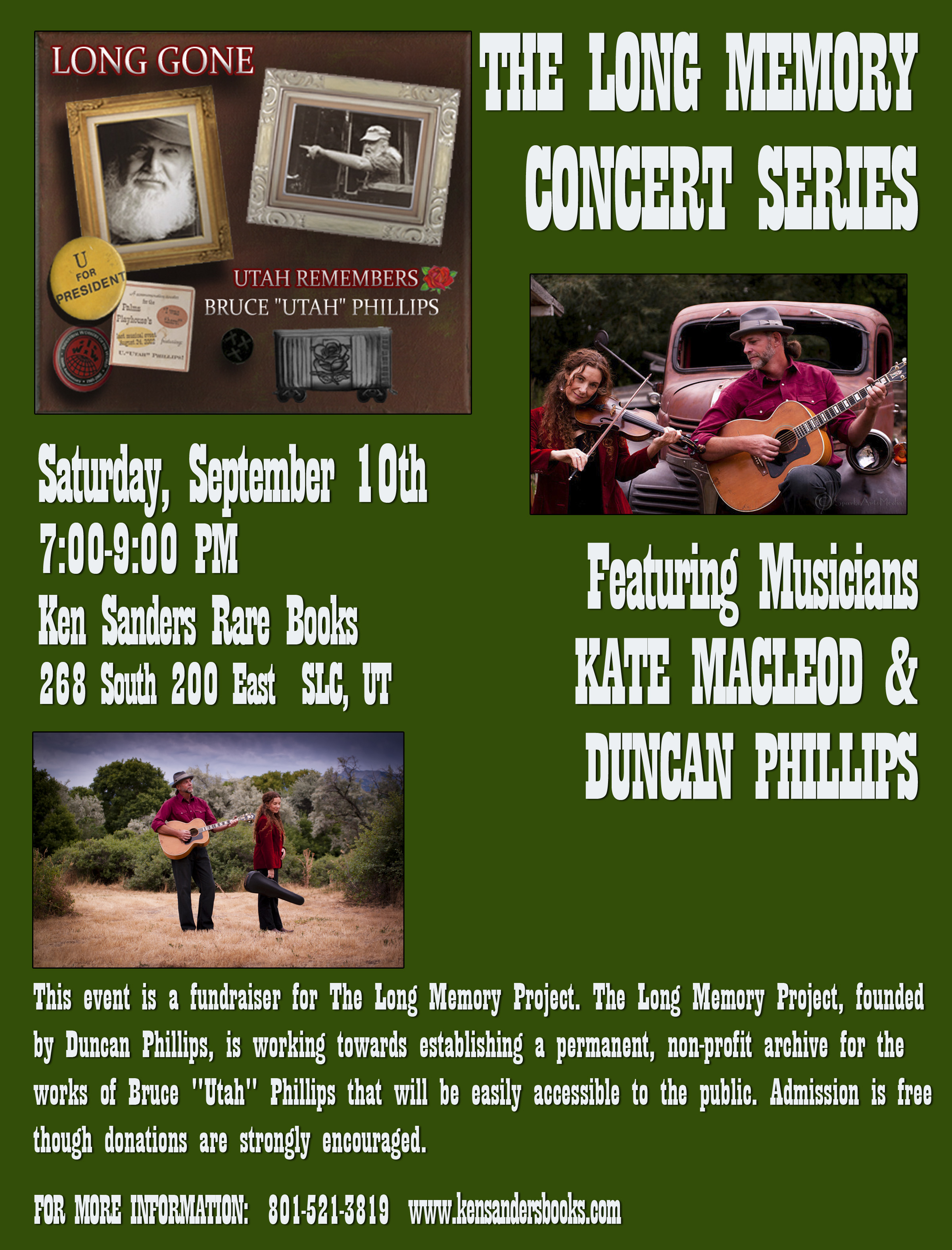 The Long Memory Concert Series Featuring Kate MacLeod and Duncan Phillips
